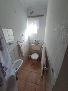 a small bathroom with a toilet and a sink at The haven in George