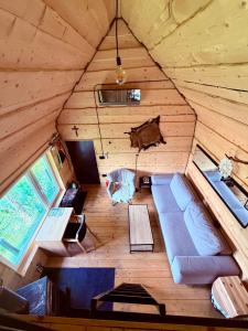 an overhead view of a room in a tiny house at Stodoła in Nieledwia