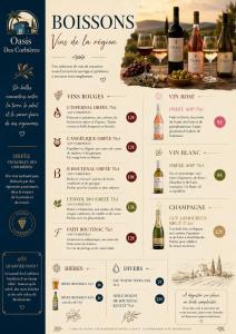 a menu for a wine tasting event at Oasis Des Corbières in Boutenac +42 photos