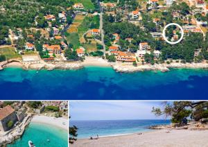 a collage of two pictures of a beach at Sunset Luxury Beach Apartment - Private Pool in Ivan Dolac