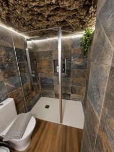 a bathroom with a shower and a toilet at Oasis Noalys in Sardina +36 photos