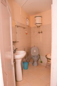 a bathroom with a toilet and a sink at Hotel Annapurna in Dharamshala