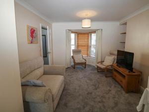 a living room with a couch and a tv at Flat 1 in Newton Abbot