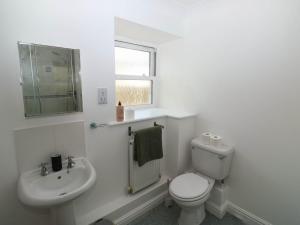 a white bathroom with a toilet and a sink at Flat 1 in Newton Abbot +12 photos