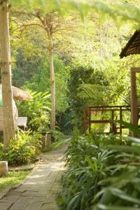 a walkway in a garden with trees and plants at Ardan Maison The Garden Villas in Ubud