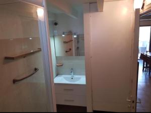 a bathroom with a sink and a mirror at LES BALCONS DE LA CHIUSA in Vico