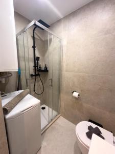 a bathroom with a shower and a toilet at Sublime apartment - Beachfront in Saint-Laurent-du-Var
