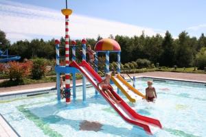 a group of children playing on a water slide in a pool at Chalet Feanzicht in Earnewâld