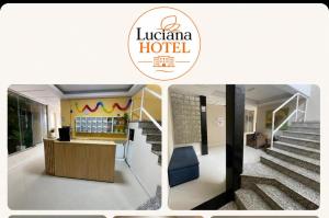 a collage of pictures of a hotel with stairs at HOTEL LUCIANA in Serrinha