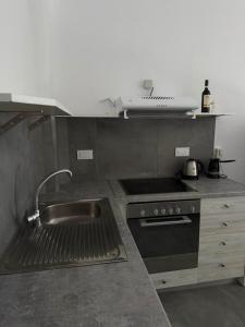 a kitchen with a sink and a stove at Villa Viktoria in Elia beach, Mykonos in Mikonos +12 photos