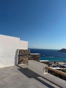 a view of the ocean from a house at Villa Viktoria in Elia beach, Mykonos in Mikonos