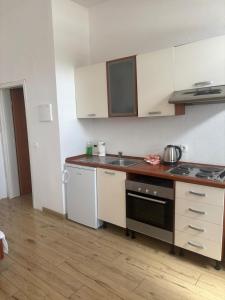 a kitchen with a sink and a stove top oven at Tramontana apartments in Dugobabe +13 photos