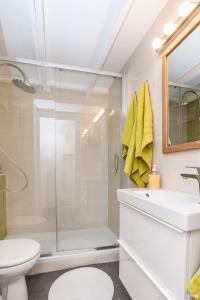 トゥールーズにあるPommes d'Eve - Hypercentre - Clim - DormirAToulouseのバスルーム(シャワー、トイレ、シンク付)