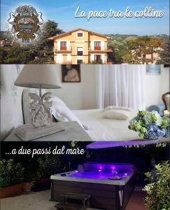 a bedroom with a bed with purple lights on a table at Residenza B&B Salge Colonnella in Colonnella +135 photos