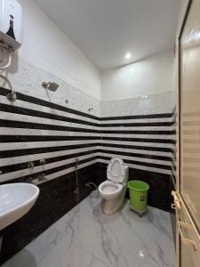 a bathroom with a toilet and a sink at Hotel New Vedas Villa 15 mints From Ram Temple in Ayodhya +16 photos