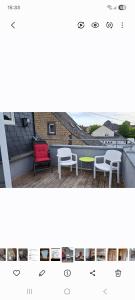 a collage of photos of a balcony with tables and chairs at Ferienwohnung Kirschbaumblick in Ettringen