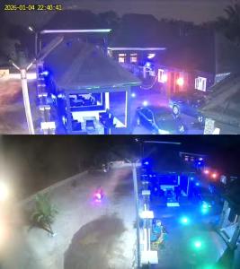 two pictures of a house with police lights at Villa Liga Hotels Concerpts in Erunmu