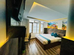 a bedroom with a bed and a tv in it at Hotel Delite in Thapathali