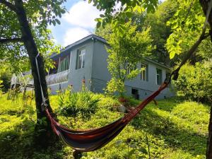 a hammock in front of a house at Shios kari in Glola