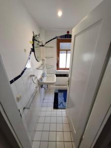 a bathroom with a sink and a mirror at GR ooms-Rents in Gemmrigheim +42 photos