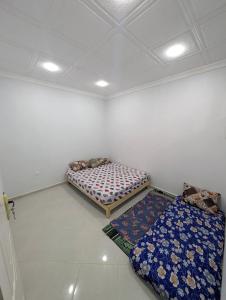a room with two beds in a room with ceilings at Salamandre in La Salamandre