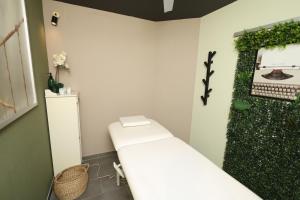 a white room with a green wall with a keyboard at Apartman Spa Zelena dolina in Kragujevac