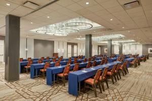 a conference room with blue tables and chairs at Sheraton Philadelphia University City Hotel in Philadelphia