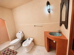 a bathroom with a toilet and a sink at Riad Belgika Marrakech in Ourika +99 photos