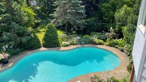an image of a swimming pool in a garden at Bruce Manor in Niagara-on-the-Lake
