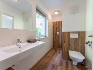 a bathroom with a sink and a toilet at Werfenblick in Werfenweng +44 photos