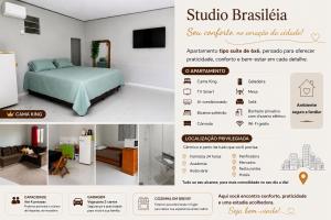 a collage of pictures of a bedroom with a bed at Studio Brasiléia in Brasiléia