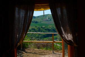 a view of a hill from a window at Podere Sorrentino in Offida
