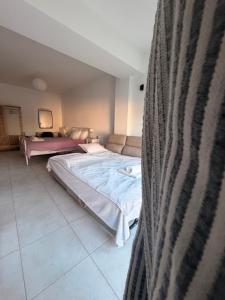 a hospital room with a bed and a couch at The nest in Kalavrita