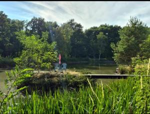 a statue of two horses next to a body of water at La Tuilerie Lixy Brannay in Brannay +7 photos