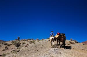 Hurtado洛斯安第斯庄园酒店的骑着马在山坡上的人