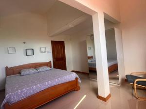 a bedroom with a bed and a mirror at Blacvine in La Gaulette +35 photos