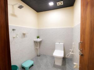 a bathroom with a toilet and a sink at Hotel Diamond inn Mathura in Mathura