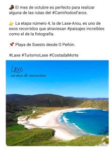 a screenshot of a webpage with a picture of a beach at Vivienda Turística Ático in Laxe +12 photos