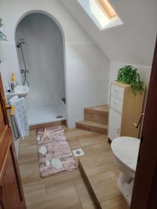 a bathroom with a toilet and a sink at Silye Vendégház in Hortobágy +21 photos