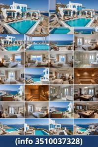 a collage of photos of a building with a swimming pool at Home Mykonos lux in Casoria