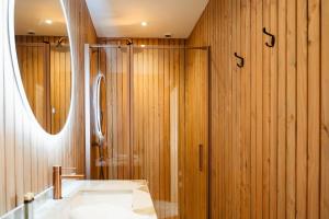 a bathroom with a sink and a mirror at Les Etangs de la Bassée in Gravon +134 photos