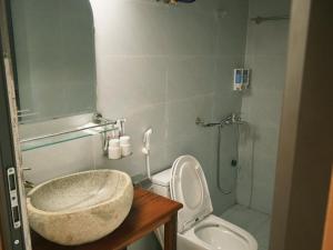 a bathroom with a sink and a toilet and a shower at HagiangHillside in Ha Giang