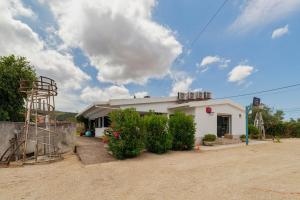 a small white building with bushes in front of it at Quinta da Amora in Quinta do Anjo