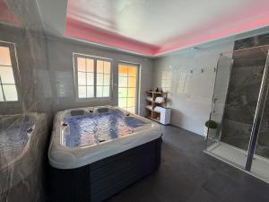 a large bathroom with a tub and a shower at Apartman Cherry in Višnjevac +35 photos