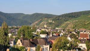 a small town in the mountains with houses and trees at Ferienwohnung bei Stettens in Bad Neuenahr-Ahrweiler