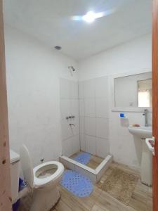 a bathroom with a toilet and a sink at Hotel Maipú in Maipú
