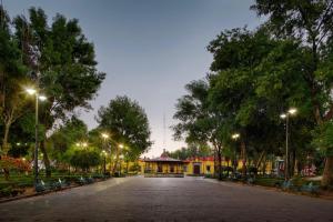 a park with a building with lights and trees at Holiday Inn Mexico City-Plaza Universidad by IHG in Mexico City