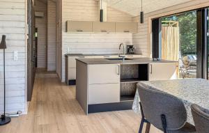 a kitchen with a sink and a table at 3 Bedroom Beautiful Home In Fjerritslev in Fjerritslev