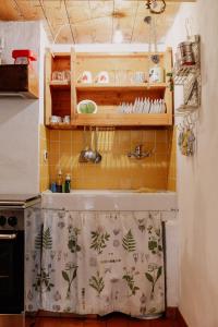 a small kitchen with a sink and a stove at Casa Acquarossa in Rubiana