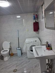 a bathroom with a toilet and a sink at David traditional Oda in Shuakhevi